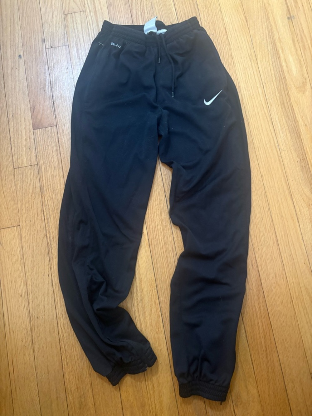 Nike Kids Black Jogger Sweatpants with White Swoosh